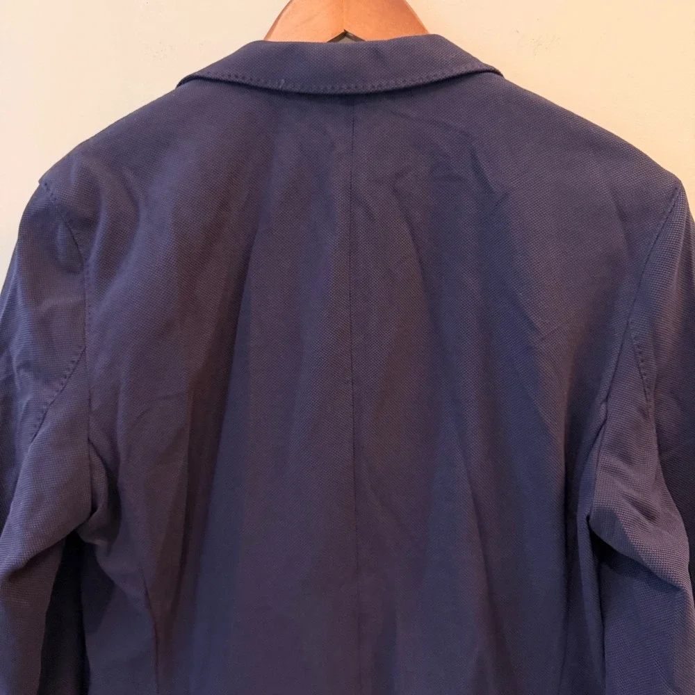 Quince Cotton Pique‎ Knit Blazer Lightweight Breathable Date Office Navy Med NWT